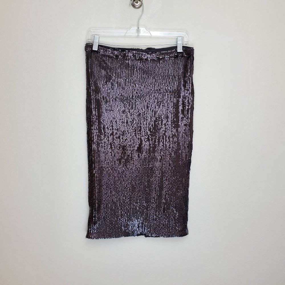 Bardot Sparkle Midi Skirt black sequin holiday skirt